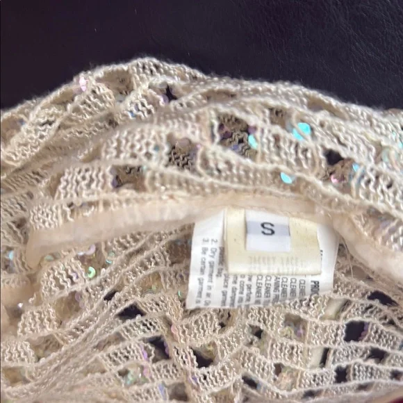 Sequin Mesh Women's Sweater - Cream size S - Picture 7 of 7